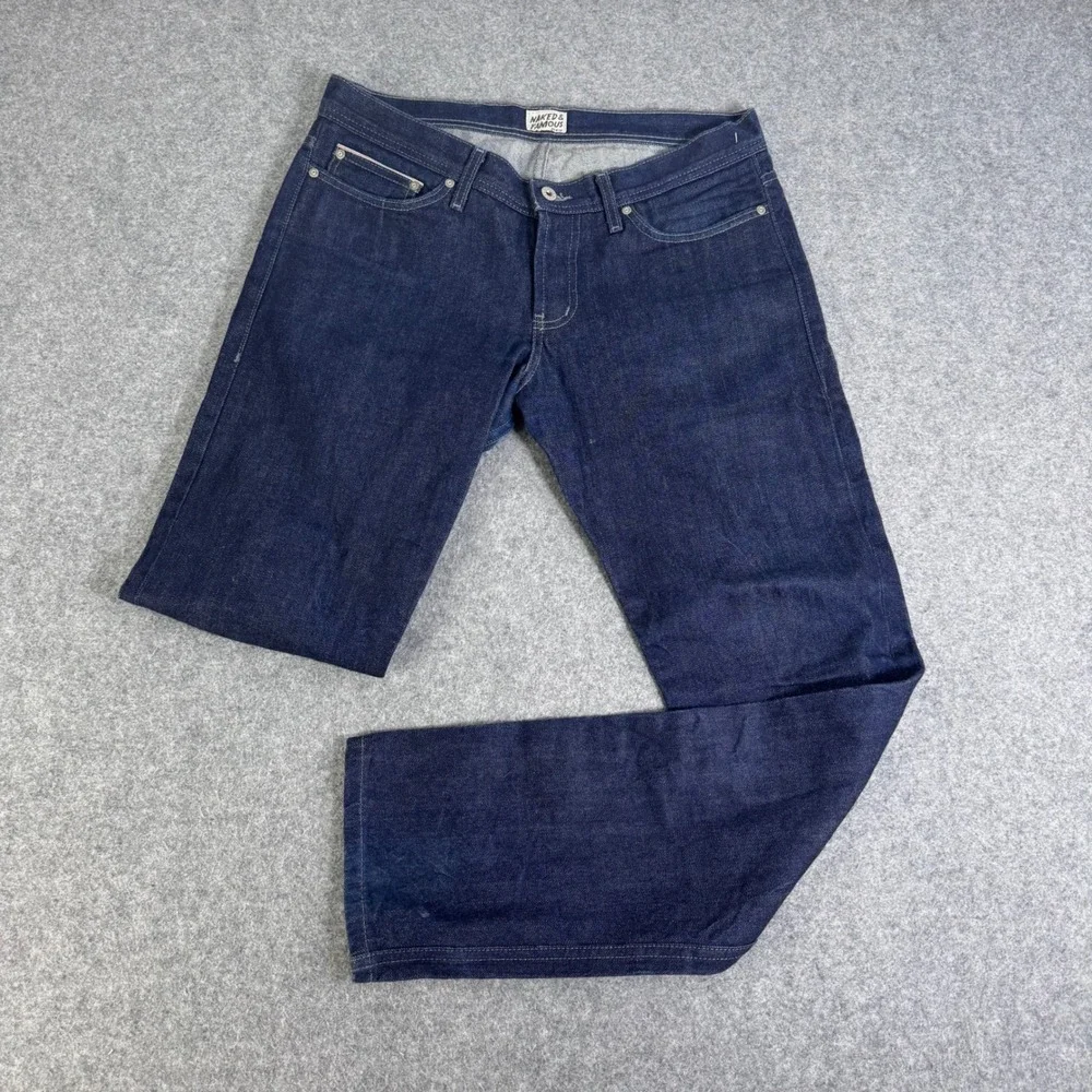 Naked & Famous Weird Guy Indigo Selvedge Jeans Mens 34 Blue Tapered 011083